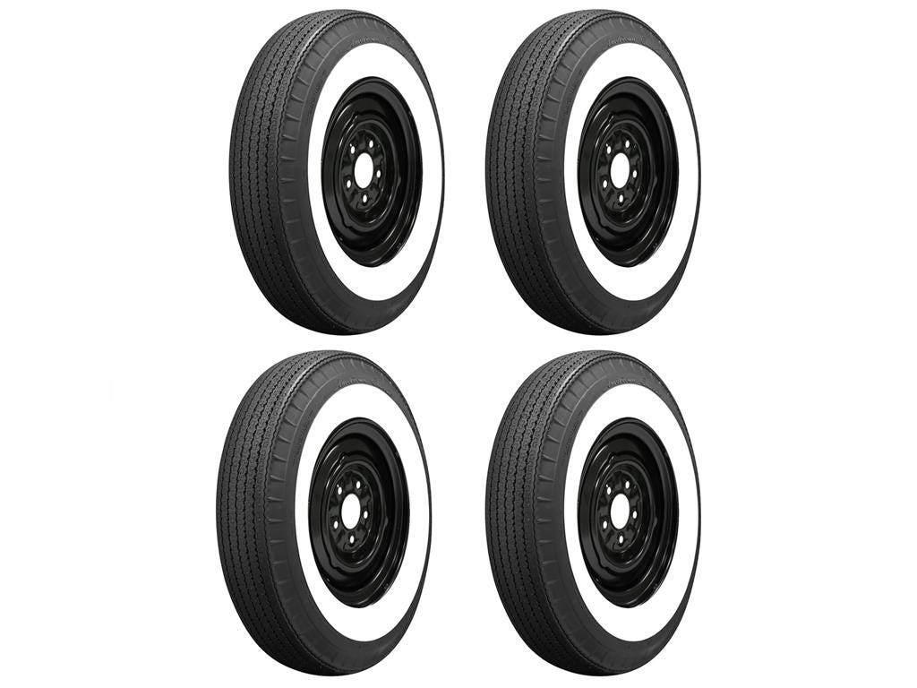 641181 1953-1962 2-3/4” Whitewall Bias Look-radiaalbanden met gemonteerde wielen