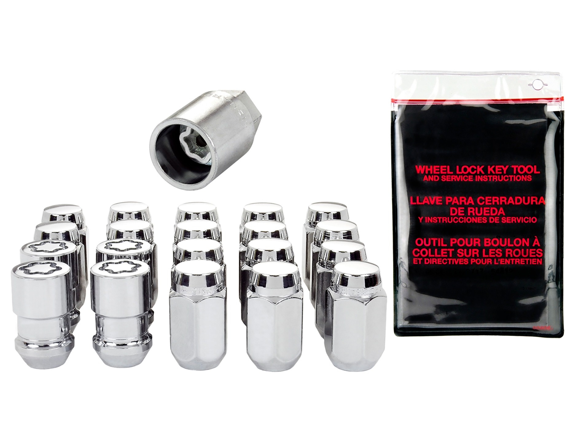 641251 1953-1982 C1-C3 Corvette McGard Chrome Cone-zadelslot en wielmoerset