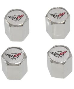 105034 Kleppen met C5 logo - Chrome - Set van 4