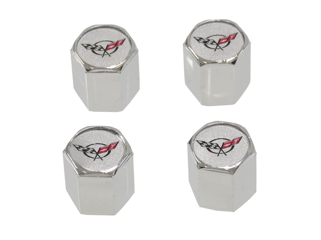 105034 Kleppen met C5 logo - Chrome - Set van 4