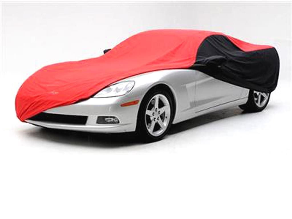 106011 2005-2013 Car Cover Stormproof Rood en Zwart met geborduurd C6 Logo