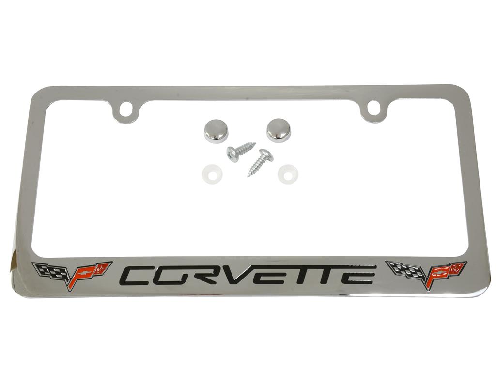 106119 05-13 kentekenplaat frame / bezel - c6 logo chroom