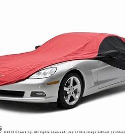 106651 06-13 Car Cover Stormproof Z06 rood en zwart met geborduurd C6 logo