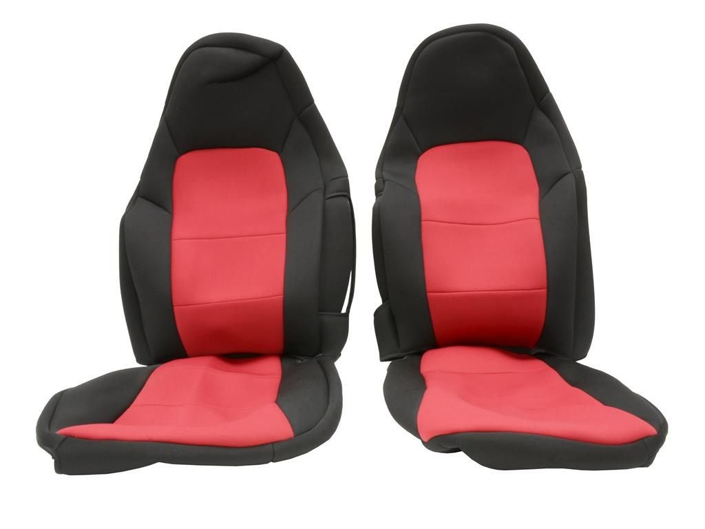 106715 05-13 Zitdeksels - Nat pak / Neopreen zwart met rood invoegen - Set van 2