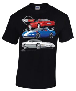 114654 C4 zwart 3 auto voorzijde afdrukken T-shirt