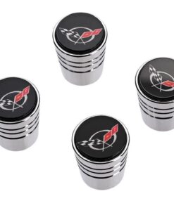 115001 C5 Logo Chrome Tapered Valve Stam Caps