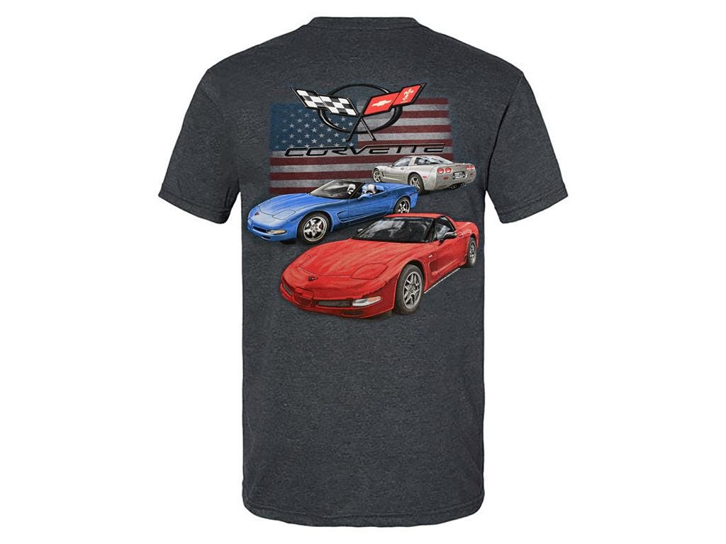 115253 T-Shirt 97-04 C5 Amerikaanse vlag donkere Heather