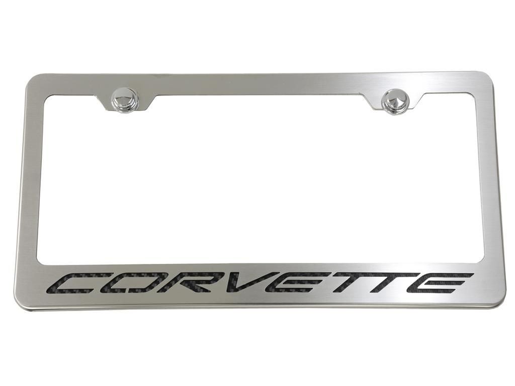 115760 97-04 Roestvrij achter Licentiebord Frame met Corvette Script accessoire Kleur: Zwart