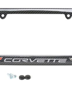 116126 05-13 Carbon Fiber Rear License Plate Frame met Corvette Script en vlag