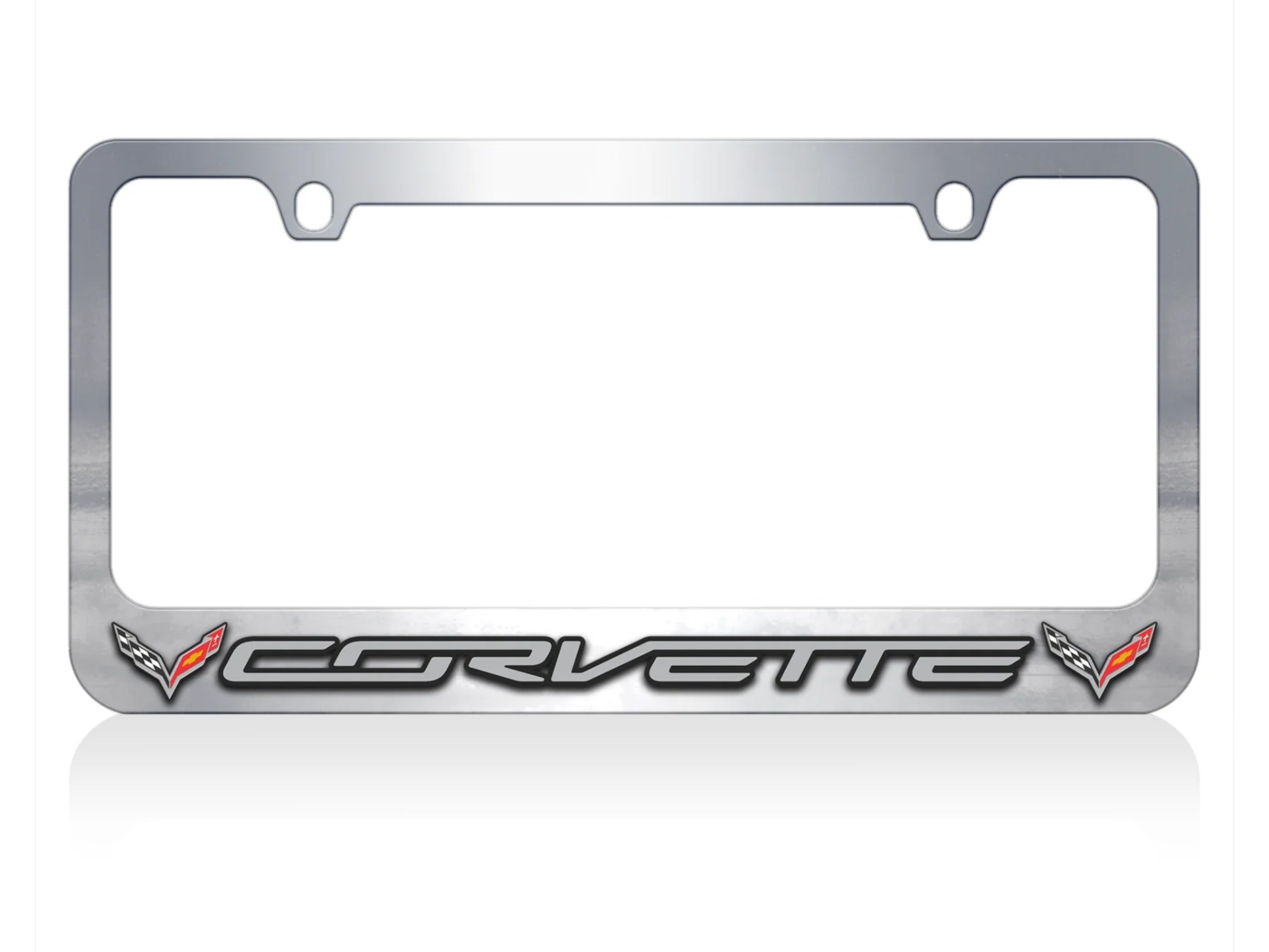 117004 14-19 C7 Chrome License Plate Frame-Acrylic Logo