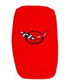 135083 00-04 Center Console Kussenhoes - Vette Rest Rood met zwart C5 logo - CA