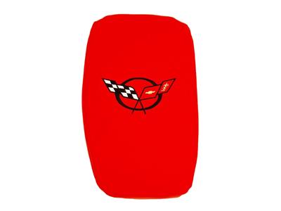 135083 00-04 Center Console Kussenhoes - Vette Rest Rood met zwart C5 logo - CA