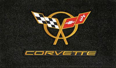 135105 1997-2004 Cargo Mat-Coupe met Goud C5 logo en Corvette Script - Lloyd Design