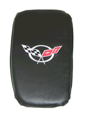 135151 97-04 Center Console Kussenhoes - Vette Rest Zwart met zilver C5 logo - CA