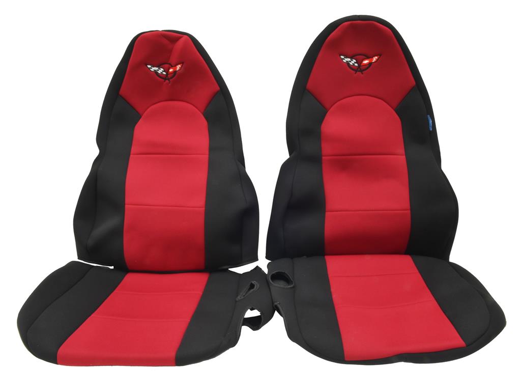 135194 97-04 Seat Slip Covers - Nat Suit / Neopreen zwart met rode insert