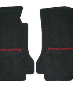 136002 2005-2007E C6 vloer matten met rood C6 Corvette Script - Lloyd ontwerp