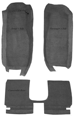 136073 05-13 Carpet set - cabrio voor met Riser - Mass Back - Truvette