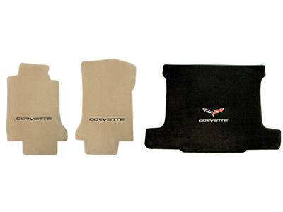 136159 2005-2007E vloer en bagageruimte mat set cabrio w/C6 Flag & zwart Script Lloyd