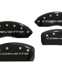 195183 97-04 Remkaliberdeksels met Corvette Script Remkleur: Zwart