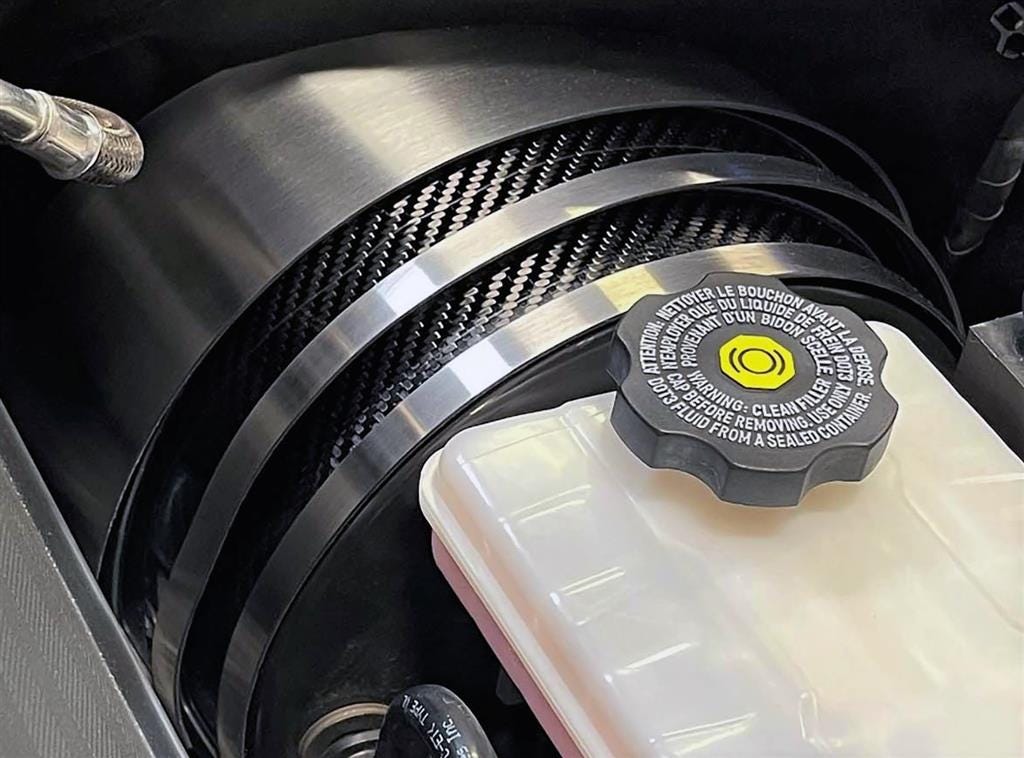 197137 14-19 Brake Boost Cover-Crbn Fiber & Brush SS