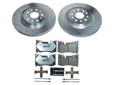 198016 2020-2027 Powerstop Z23 Cross Drilled Slotted rem Rotors w/Pads - behalve Z51