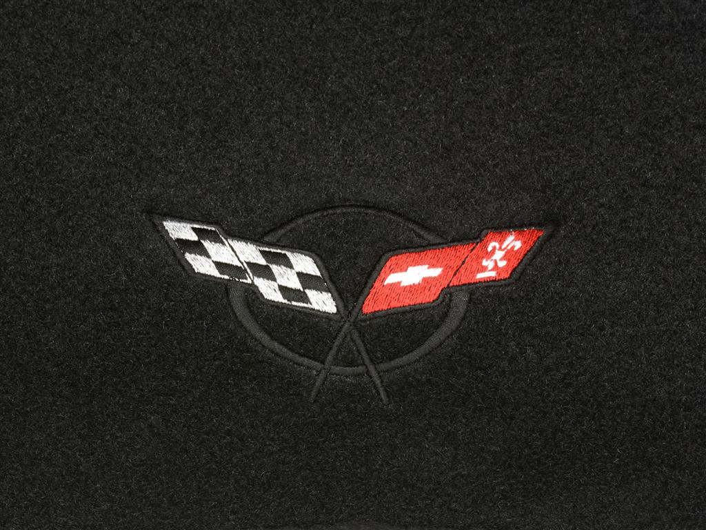 255023 1997-2004 Dash Mat - Zwart met C5 geborduurd Logo - behalve heads Up Display
