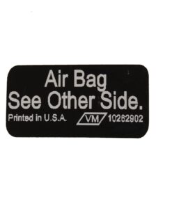 264284 90-96 Sunvisor / lucht Bag Warning sticker - Zie andere zijde