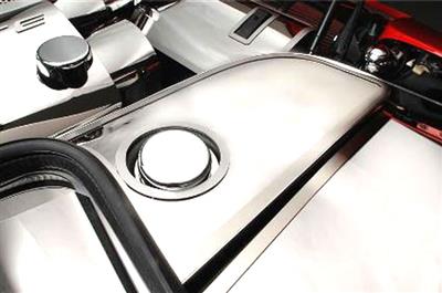 305376 97-04 Coolant Tank Accent Plate met cap cover - gepolijst roestvrij staal