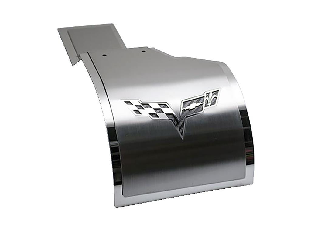 306450 05-13 Deluxe RVS Alternator afdekking w/Corvette Emblem Accessory kleur: zwart
