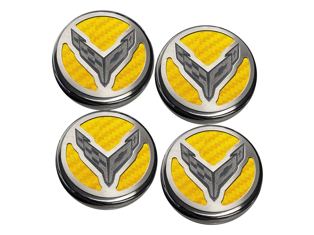 308083 2020-2027 motor dop afdekking set w/Colored Carbon Insert & RVS Emblem