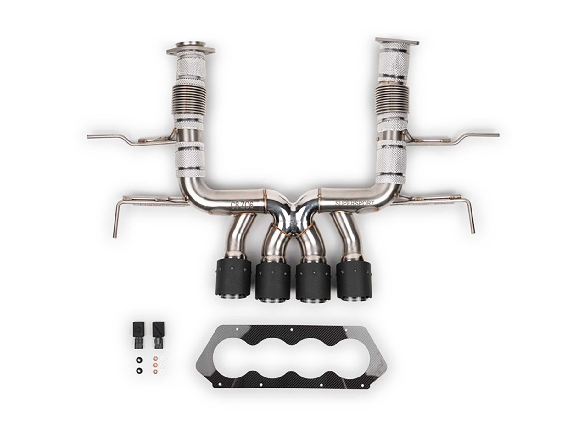 328418 2023-2025 Z06 Fabspeed Titanium Supersport XPipe uitlaat met Carbon Fiber eindstukken