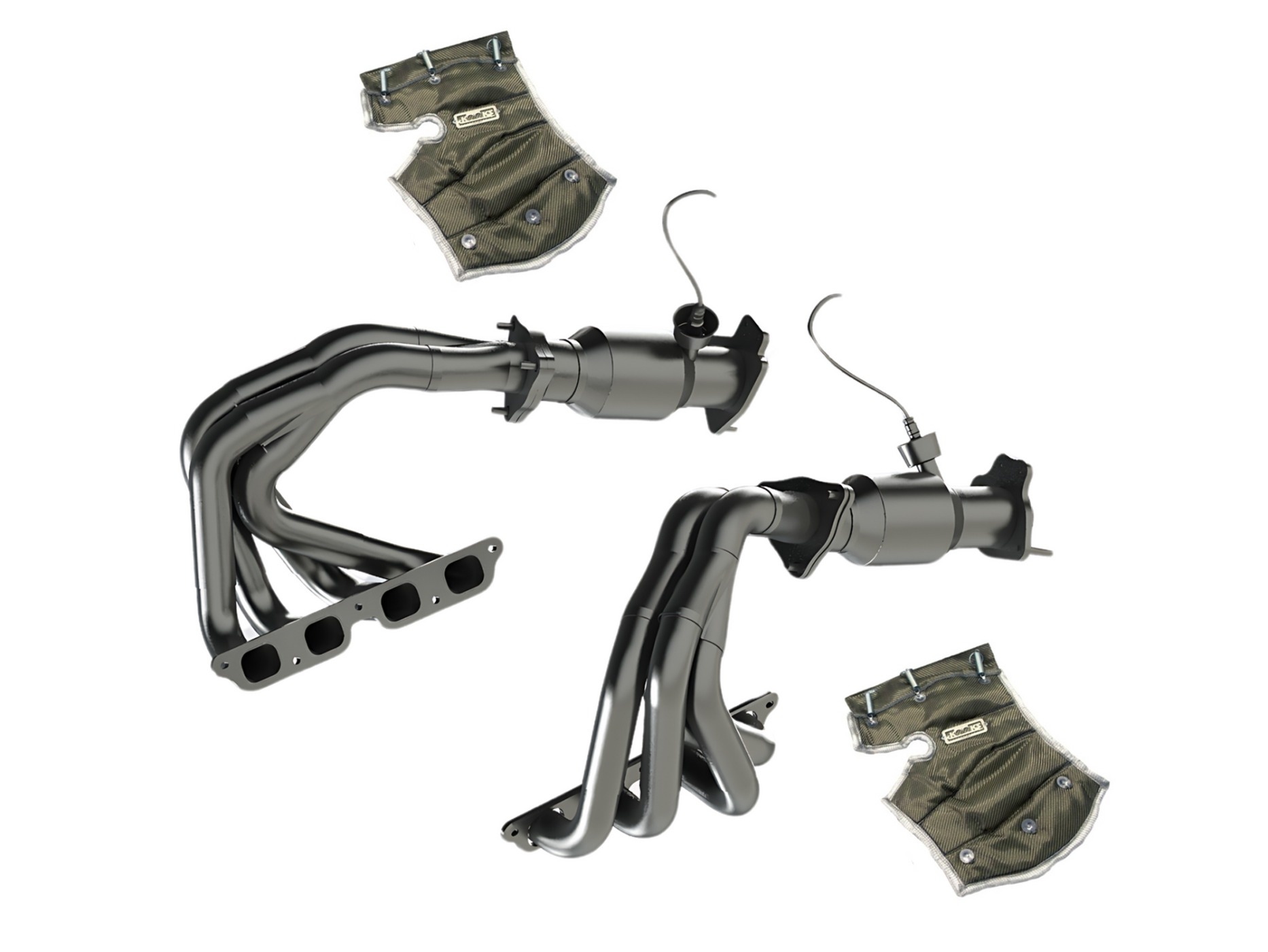 328476 2023-2025 C8 Kooks 1-7/8" RVS Headers & groen Catted Connection set