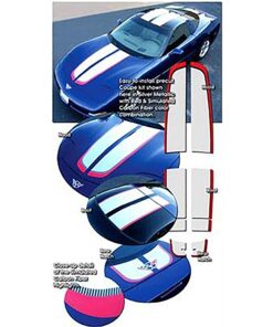 335065 97-04 z06 herdenkings editie stijl zilver metaal en rode rally streep kit (nd)