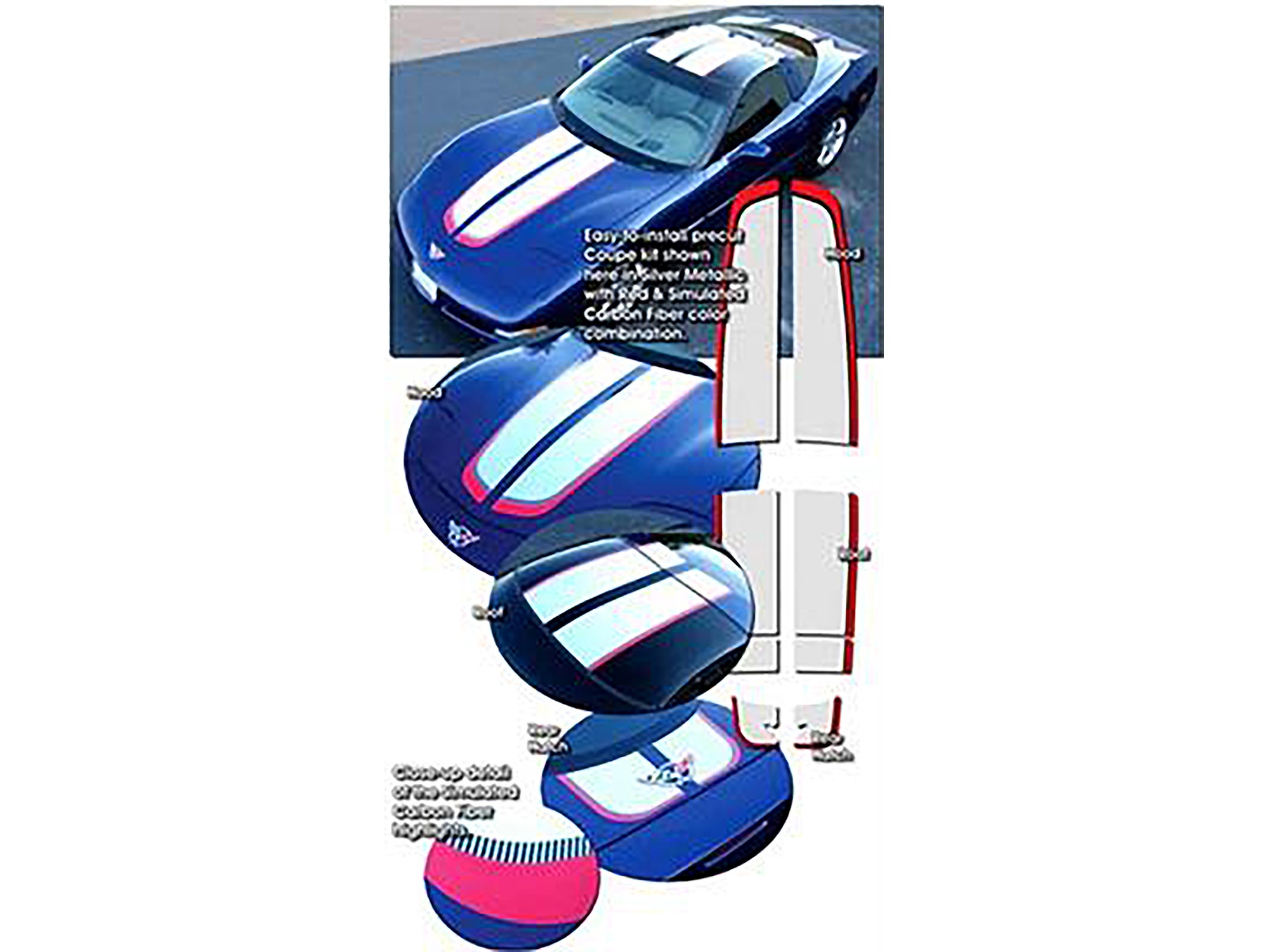 335065 97-04 z06 herdenkings editie stijl zilver metaal en rode rally streep kit (nd)