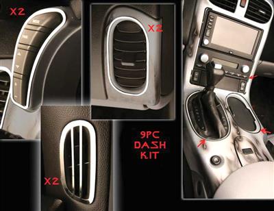 486013 05-13 9-pc RVS Dash Trim set RVS Finish: geborsteld