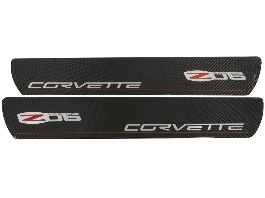 486129 06-13 deur dorpelplaten - Carbon Fiber met Z06 Logo (ND)