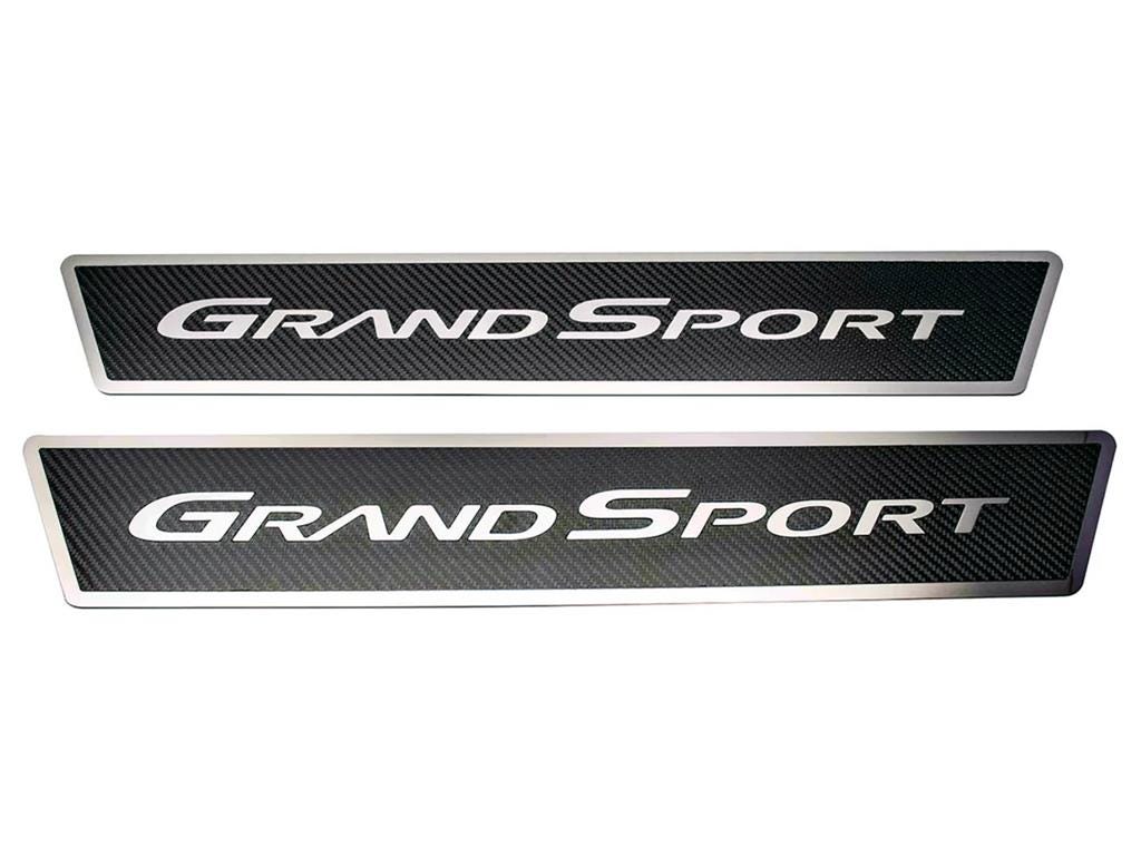 486400 2005-2013 Carbon Fiber / gepolijst SS dorpelplaten met Grand Sport Logo