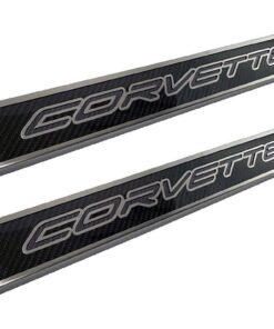 488010 2020-2025 Carbon Fiber met geborsteld SS Corvette deur dorpelplaten