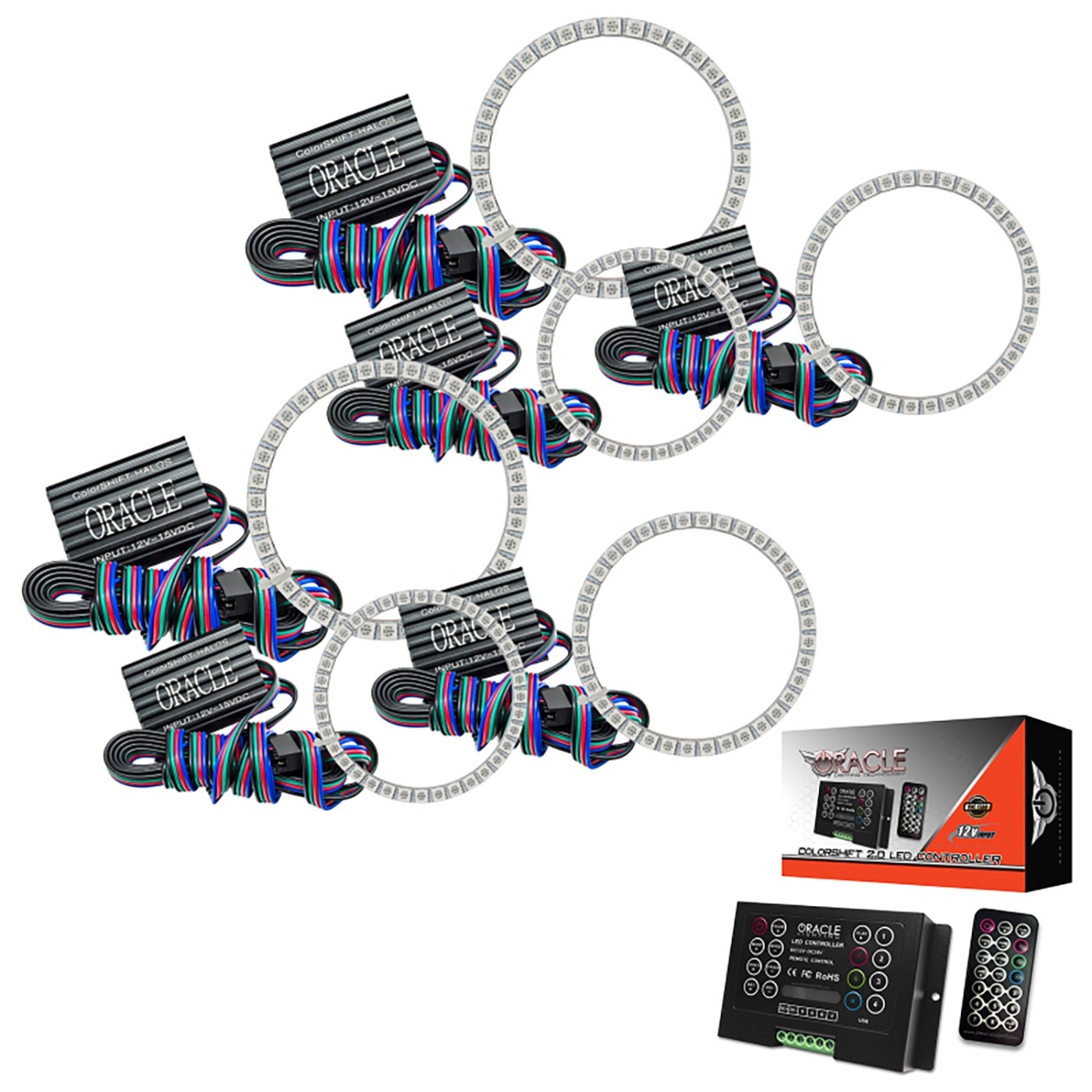 496230 2005-2013 C6 Oracle LED koplamp set Triple Halo ColorSHIFT