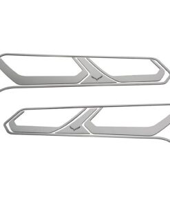 497178 14-19 Tail Light Trim Bezels Polished SS/w C7 logo