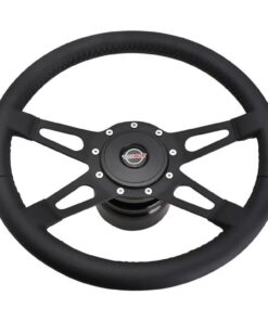 564469 1984-1989 zwart leer 4 zwart Spoke stuurinrichting wiel met Horn Button en Hub