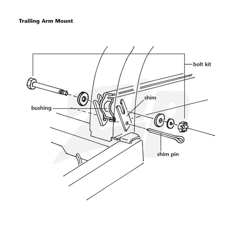 582036 64-69 Trailing Arm Front Shim Kit (Correct - Stainless Steel) - Afbeelding 3