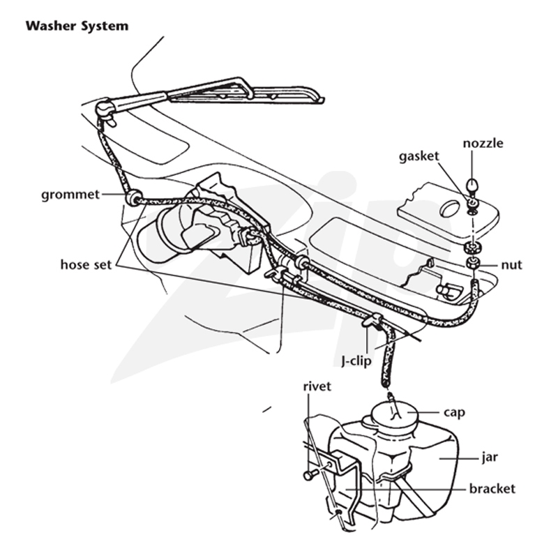 652006 63-67 w/o AC Windshield Washer Hose Set - Afbeelding 2
