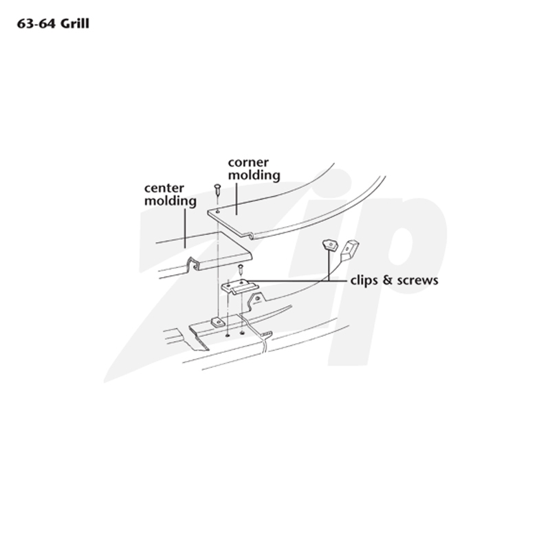 422004 63-64 Grill Lower Molding Clips & Mount Hardware - Afbeelding 2