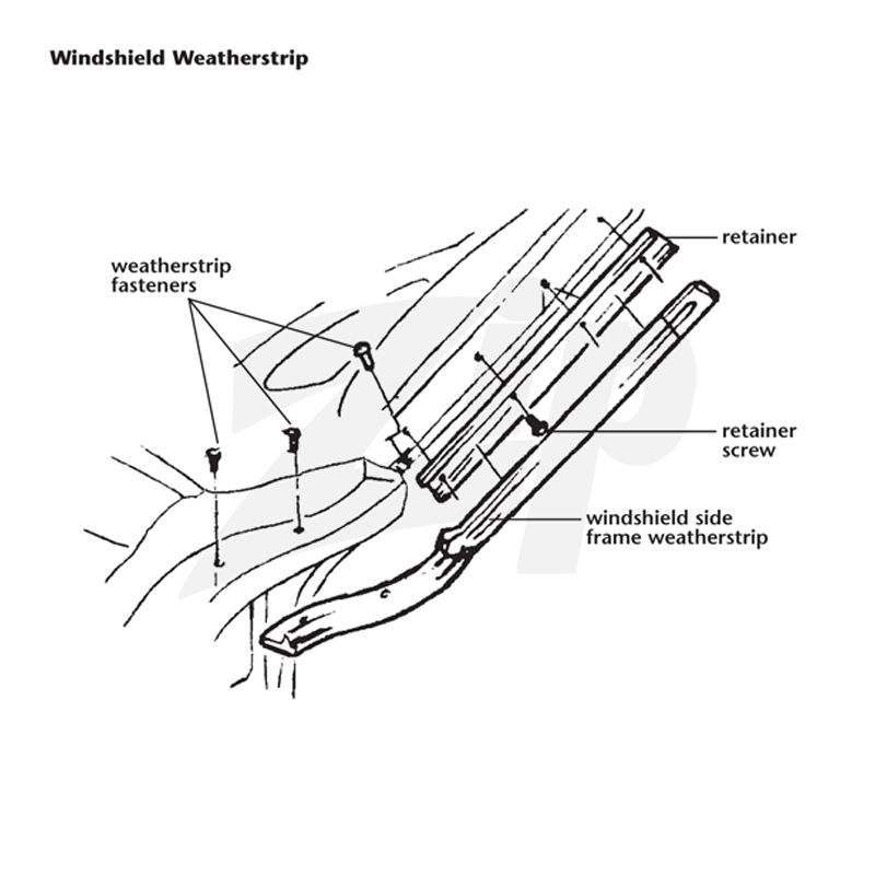 632212 63-67 Windshield Side Post Weatherstrip Retainer - Afbeelding 2