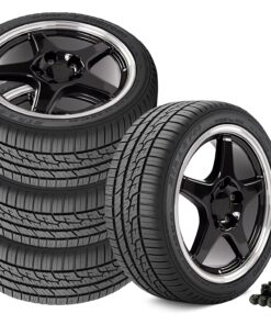 644319 1988-1996 Grand Sport stijl Square Fitment wiel & Band Set zwart met bewerkte Lip