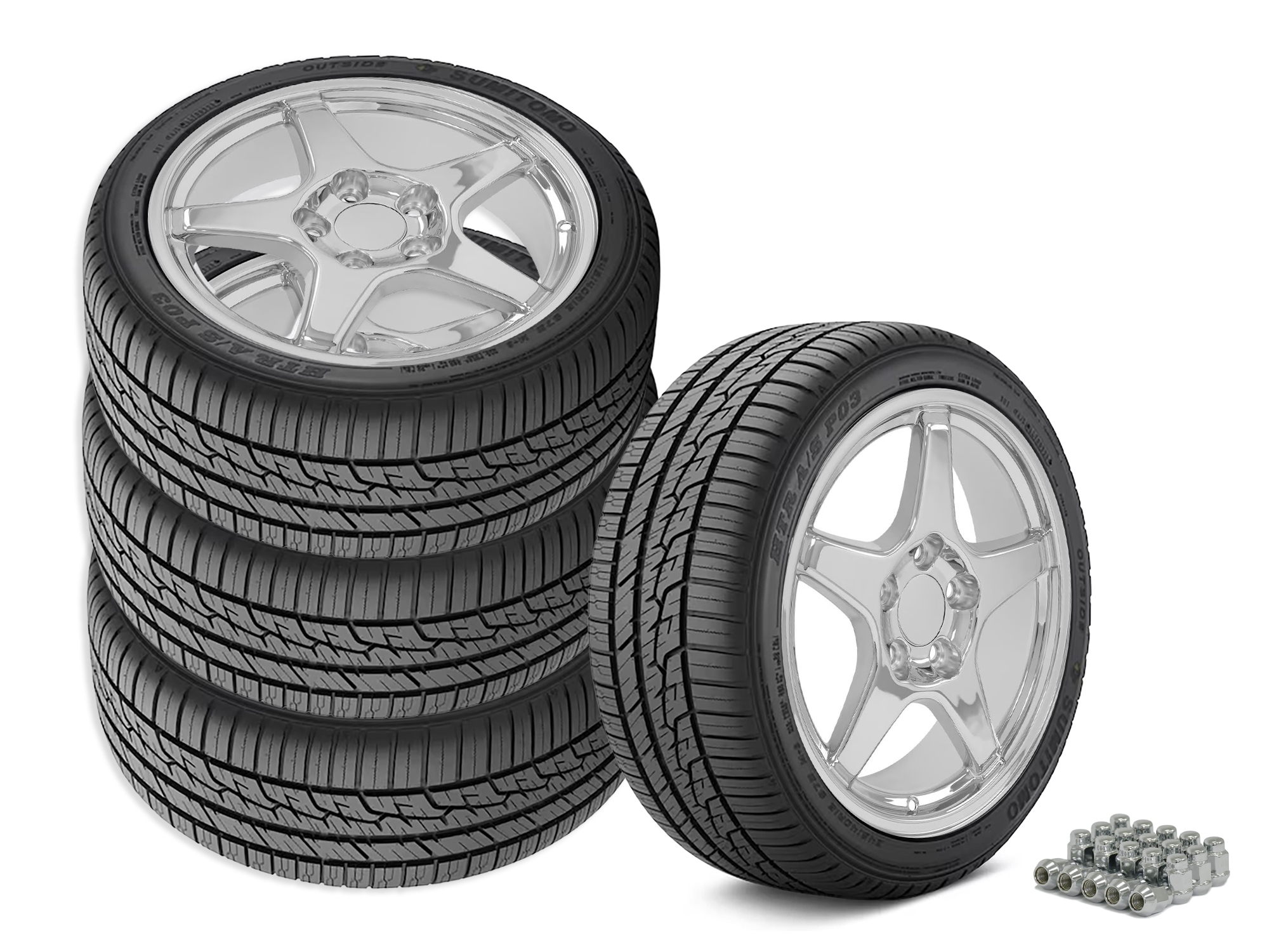 644321 1988-1996 C4 ZR1 stijl Square Fitment wiel & band Set Chrome