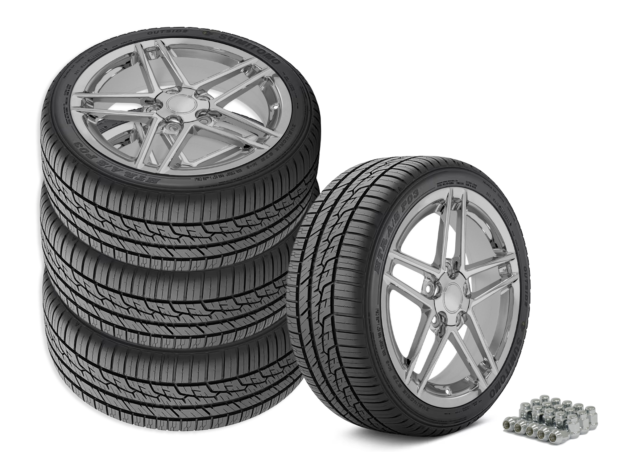 644328 1988-1996 C6 Z06 Stijl Square Fitment wiel & Band Set Chrome