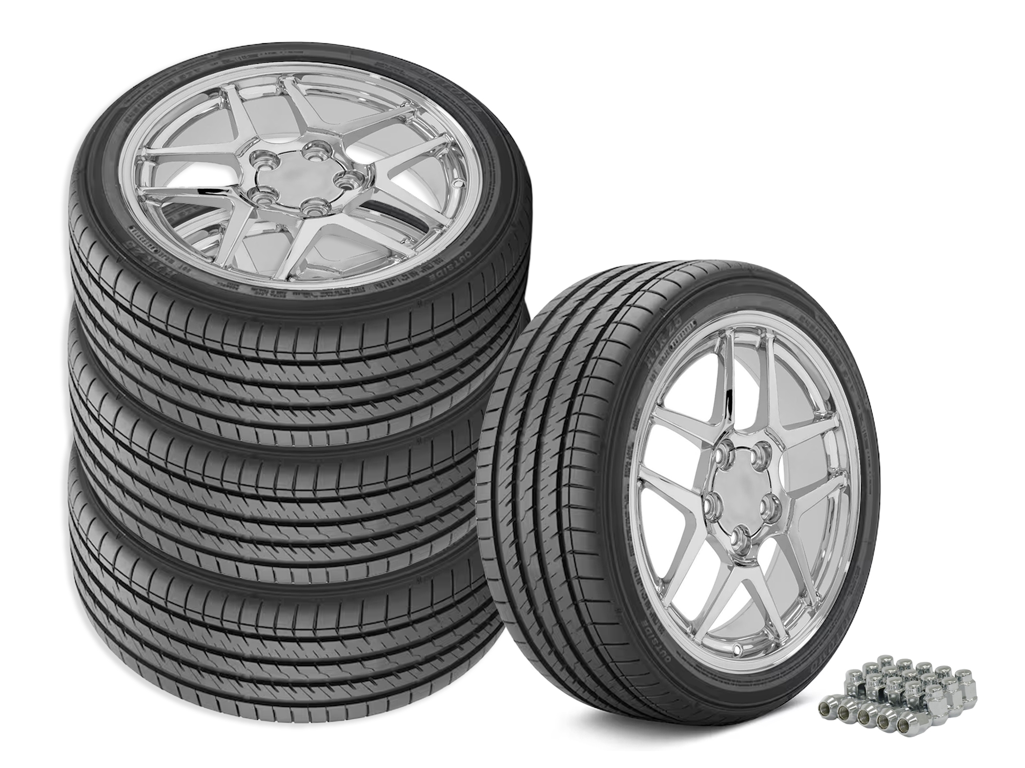 644341 1984-1987 C5 Z06 stijl Staggered Fitment wiel & Band Set Chrome