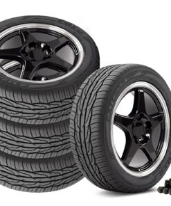 644353 1988-1996 Grand Sport stijl Staggered Fitment wiel & band Set zwart W/ Machined Lip